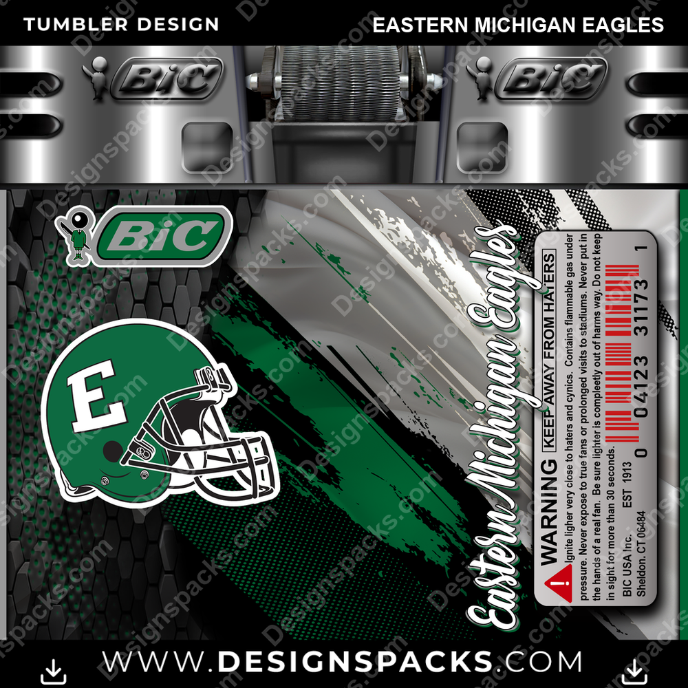 College Sport BIC Lighter Eastern Michigan Eagles Tumbler Digital Wrap Design