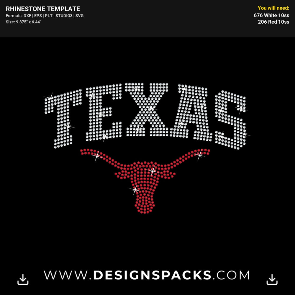 Texas Longhorns Rhinestone Digital Template