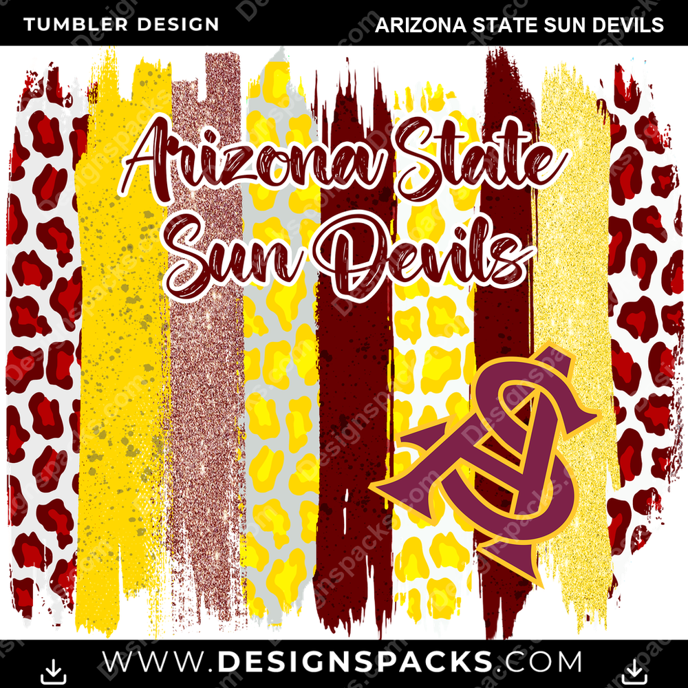 College Sport Brush Strokes Arizona State Sun Devils NCAA College Sport Tumbler Digital Wrap Design Download