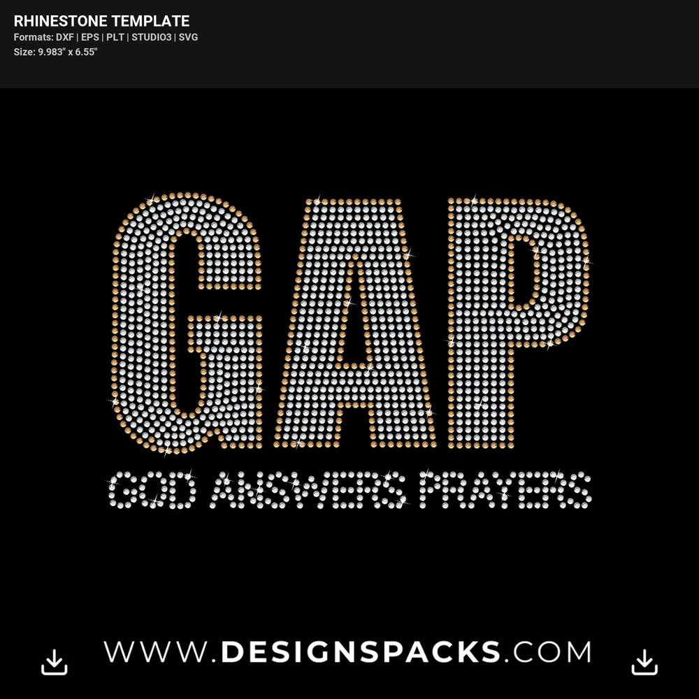 God Answers Prayers Gap Rhinestone Digital Template