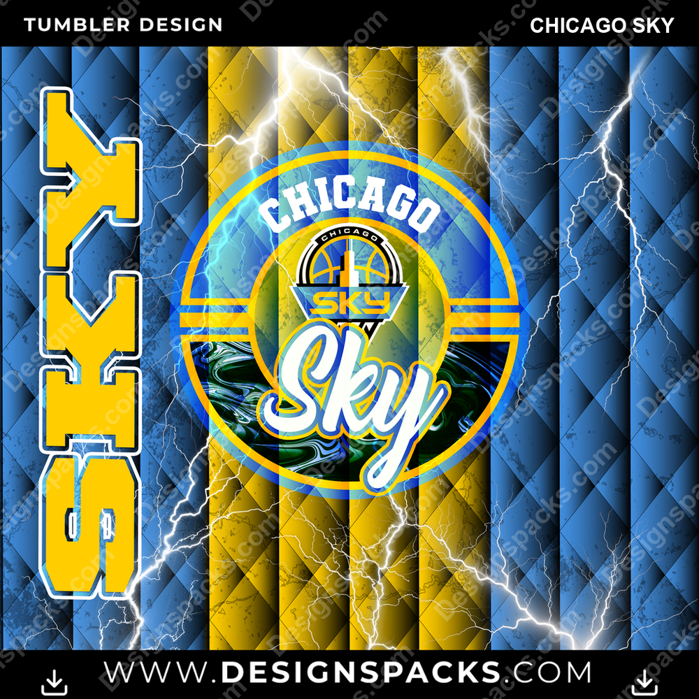 Basketball Diamond Chicago Sky Tumbler Digital Wrap Design