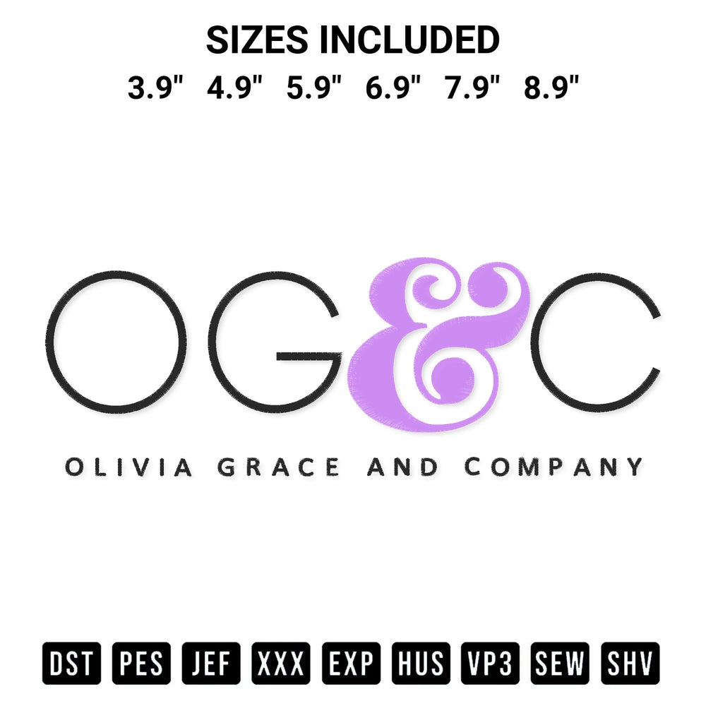 Looking for the perfect pattern? Download the Olivia Grace And Company Embroidery Design embroidery design today at Designspacks.com. Crisp, clean stitching guaranteed. Available sizes: 3.9", 4.9", 5.9", 6.9", 7.9", 8.9".