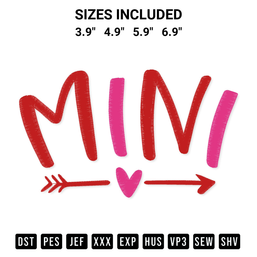 Elevate your next project with our Mini With Heart And Arrow Cute Gift Mothers Day Embroidery Design embroidery file. Shop high-quality digital patterns instantly at Designspacks.com. Available sizes: 3.9", 4.9", 5.9", 6.9".