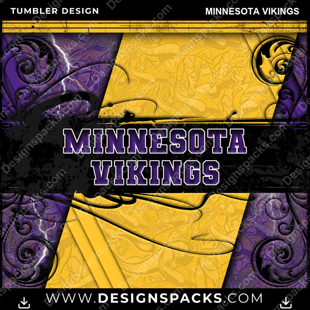 Football Elegant Minnesota Vikings Tumbler Digital Wrap Design