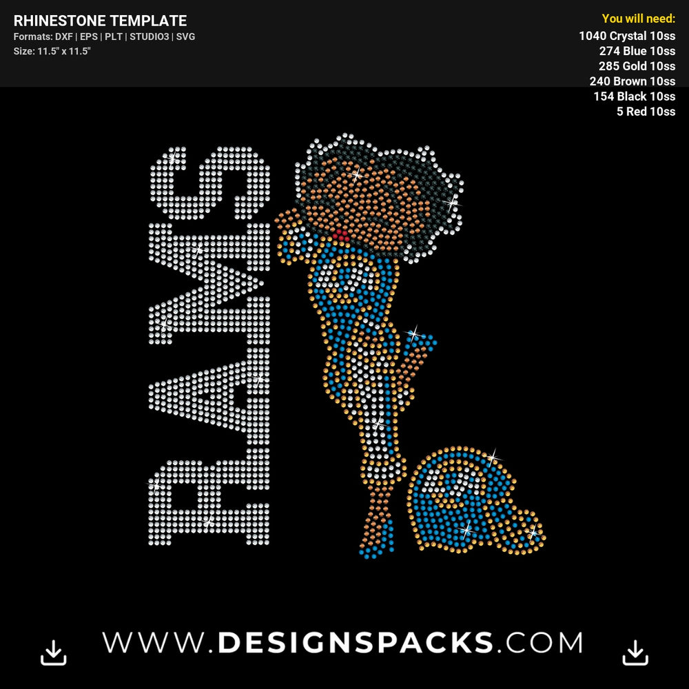 Betty Boop Rams Rhinestone Digital Template