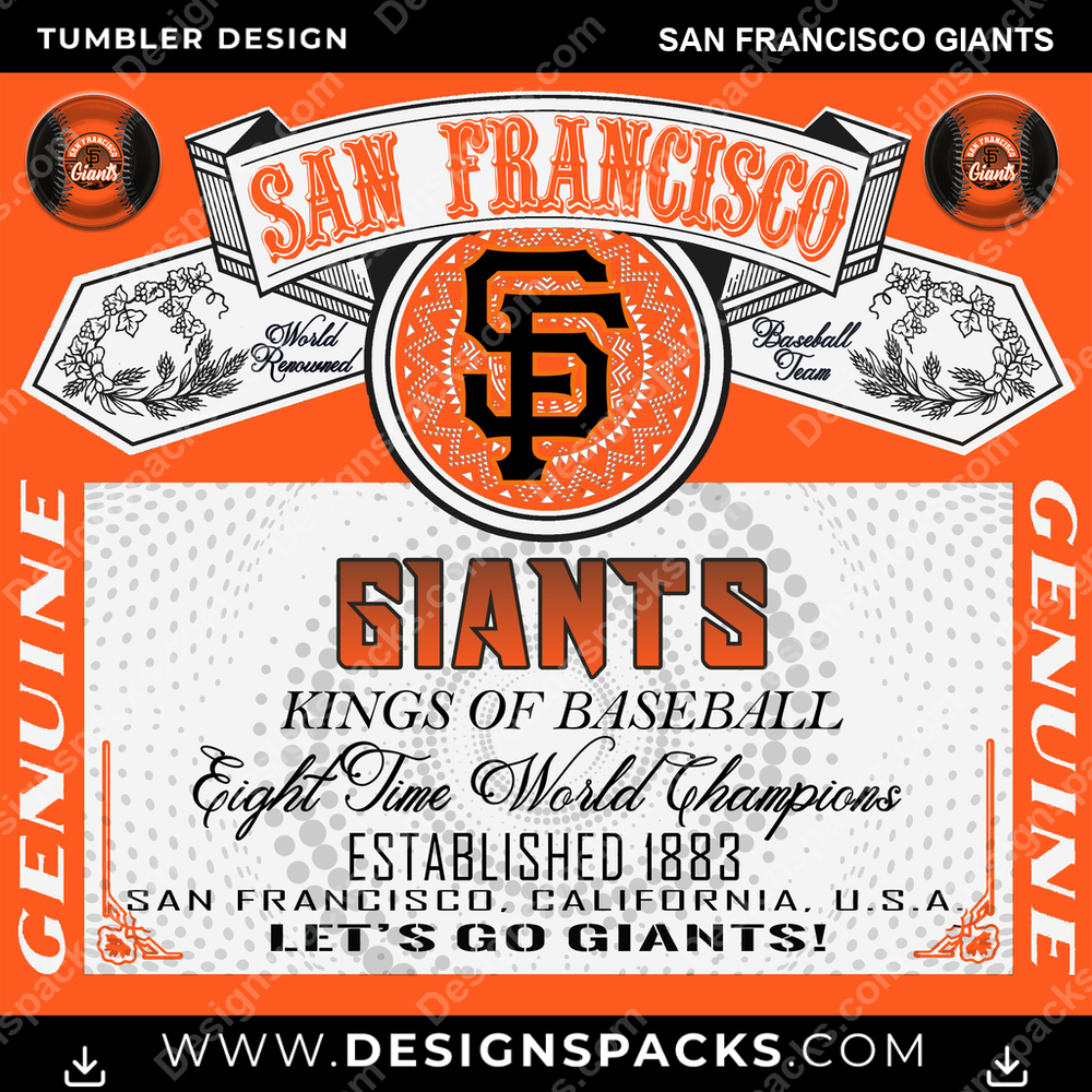 Baseball Bud San Francisco Giants Tumbler Digital Wrap Design