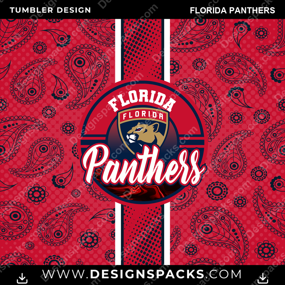 Hockey Handkerchief Florida Panthers Tumbler Digital Wrap Design