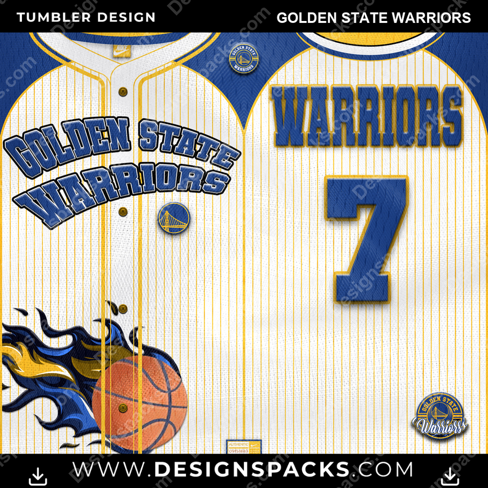 Basketball Team Button-Up Jersey Golden State Warriors Tumbler Digital Wrap Design