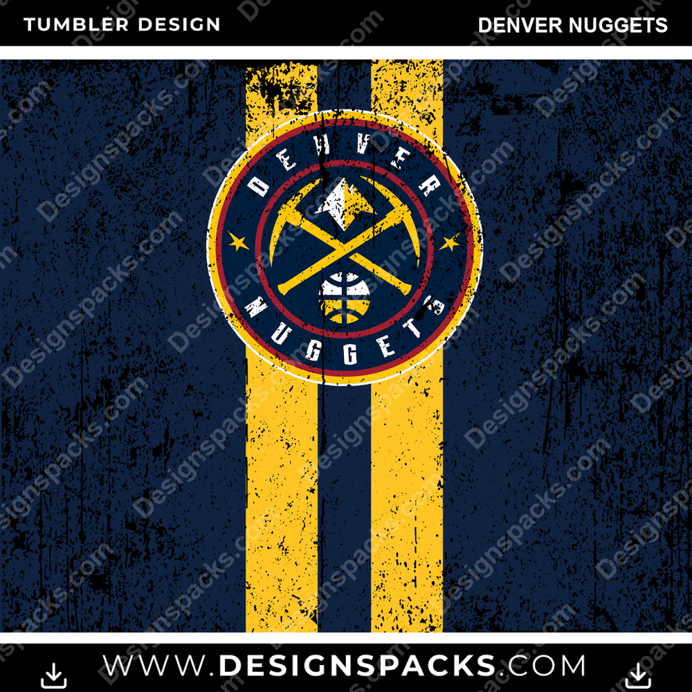 Basketball Grunge Style Denver Nuggets Tumbler Digital Wrap Design