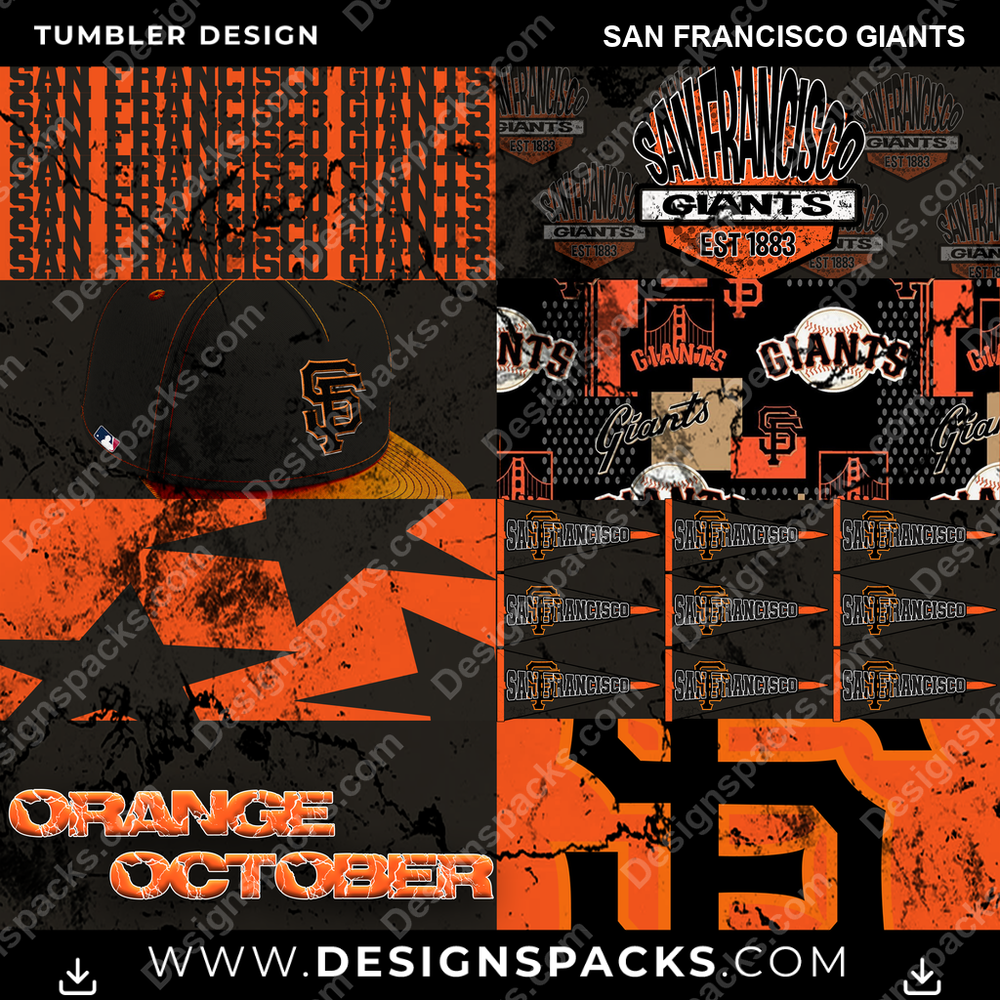 Baseball Distressed BG San Francisco Giants Tumbler Digital Wrap Design