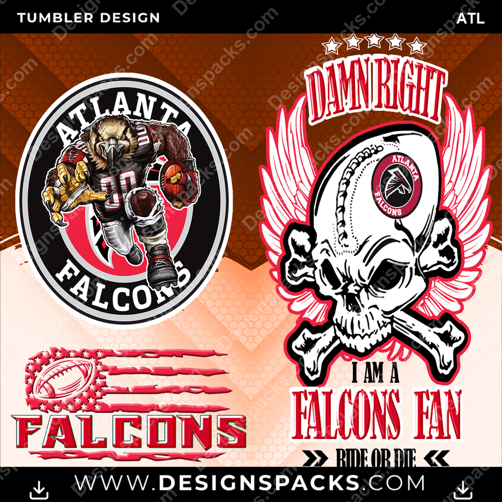 Football Skull ATL Tumbler Digital Wrap Design