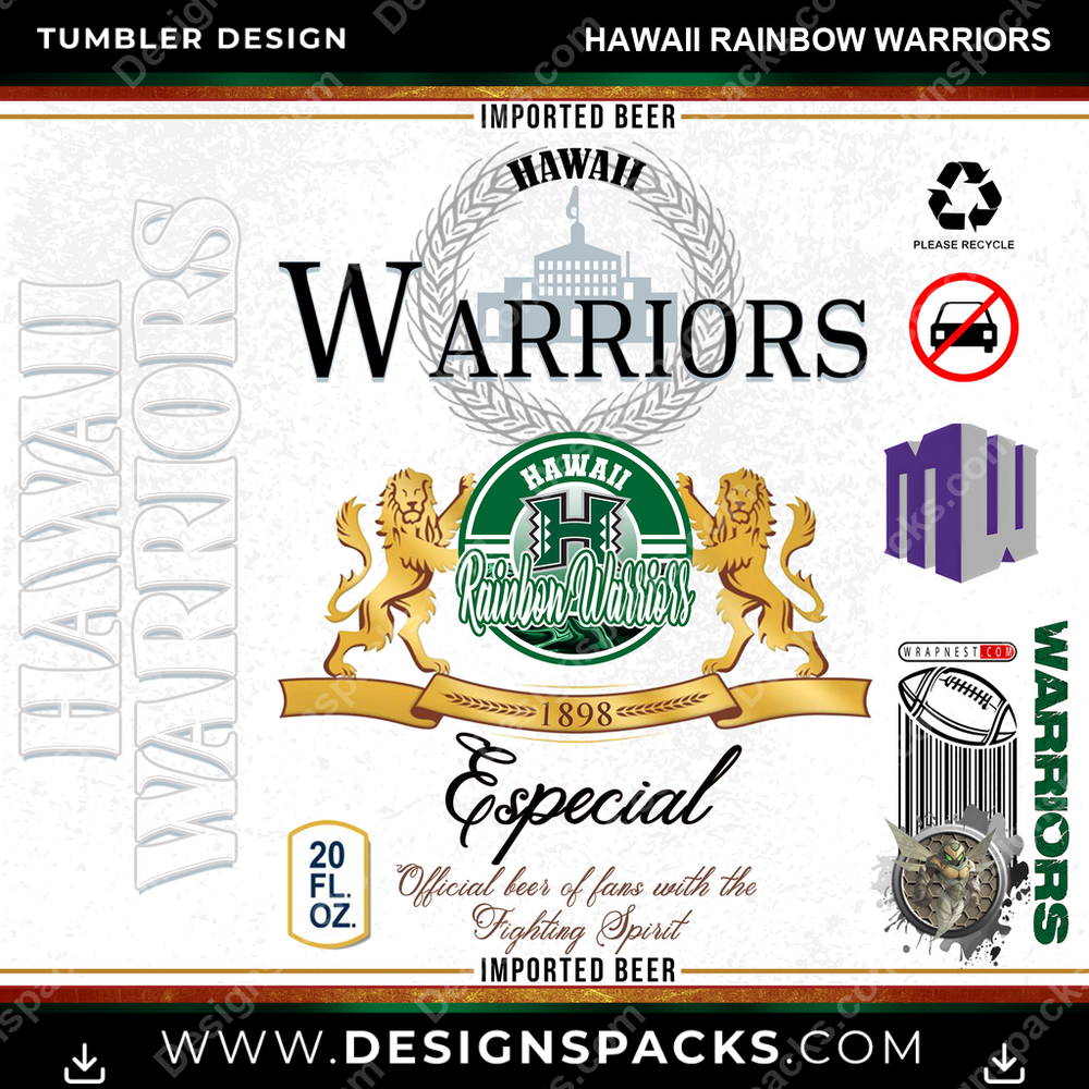 College Sport Modelo Hawaii Rainbow Warriors NCAA College Sport Tumbler Digital Wrap Design Download