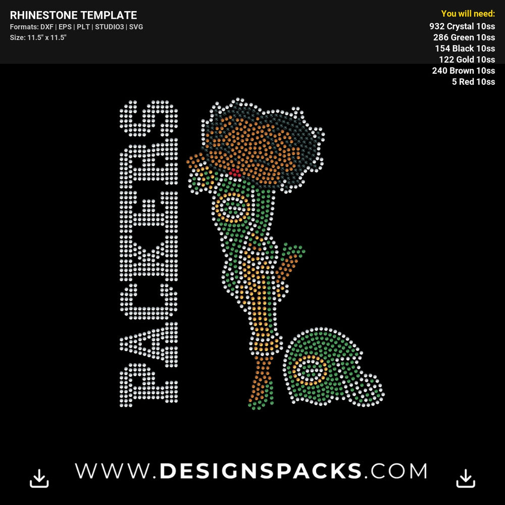 Betty Boop Green Bay Packers Rhinestone Digital Template