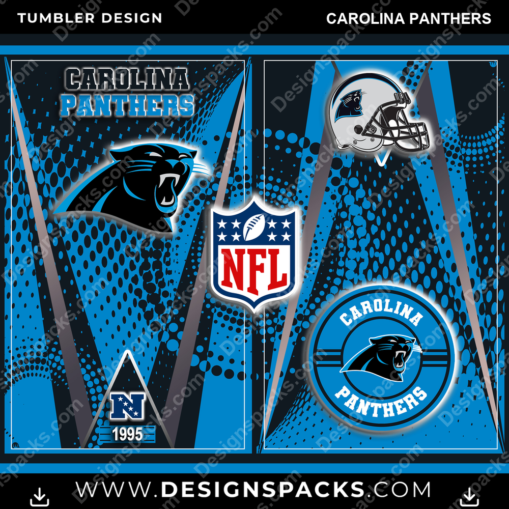 Football Team Logo Carolina Panthers NFL Football Tumbler Digital Wrap Design Download