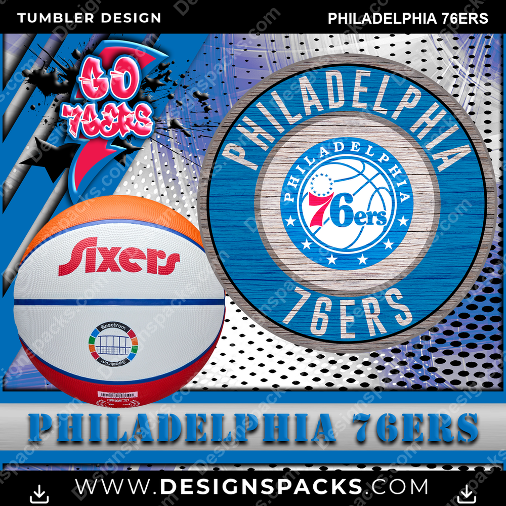 Basketball Go Team Philadelphia 76ers NBA Basketball Tumbler Digital Wrap Design Download