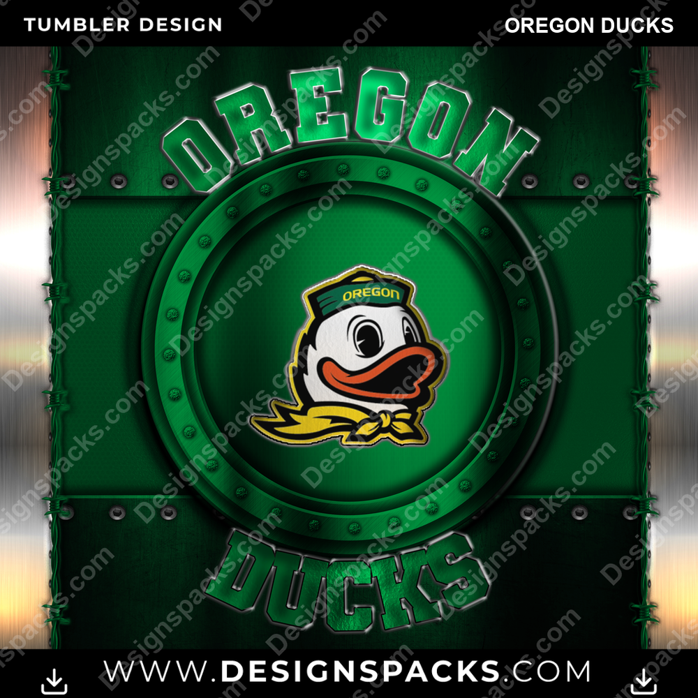 College Sport Metal Oregon Ducks Tumbler Digital Wrap Design