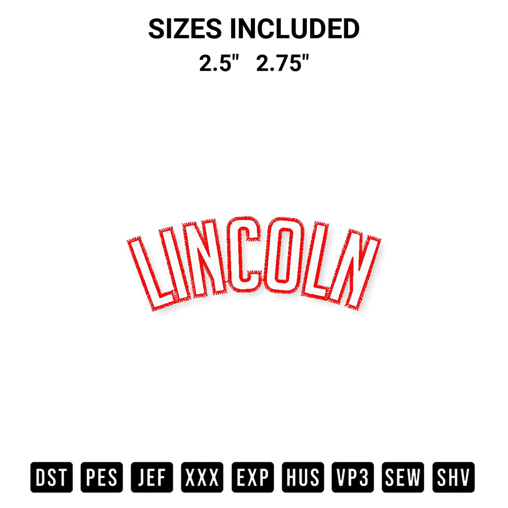 Get the Lincoln Puff White And Red Embroidery Design embroidery design for your custom crafts! Premium digitized files available for instant download at Designspacks.com. Available sizes: 2.5", 2.75".