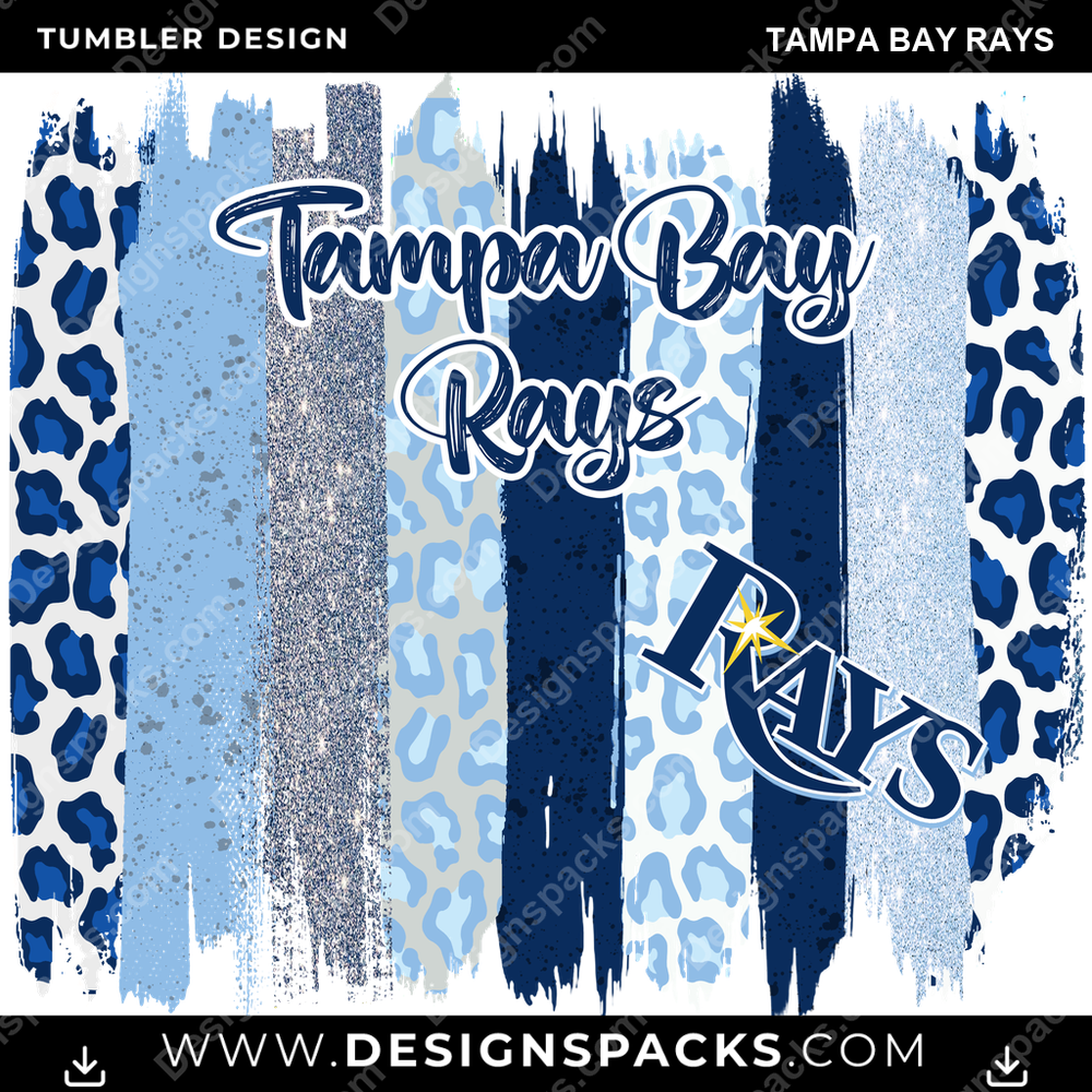 Baseball Brush Strokes Tampa Bay Rays Tumbler Digital Wrap Design