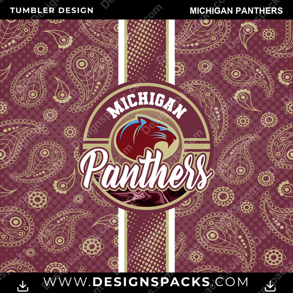 Football Handkerchief Michigan Panthers NFL Football Tumbler Digital Wrap Design Download