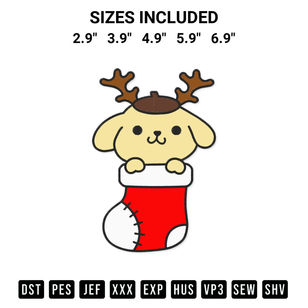 Download the Pompompurin In Stocking Christmas Embroidery Design machine embroidery design exclusively at Designspacks.com. Premium digitized pattern for apparel and DIY crafts. Available sizes: 2.9", 3.9", 4.9", 5.9", 6.9".