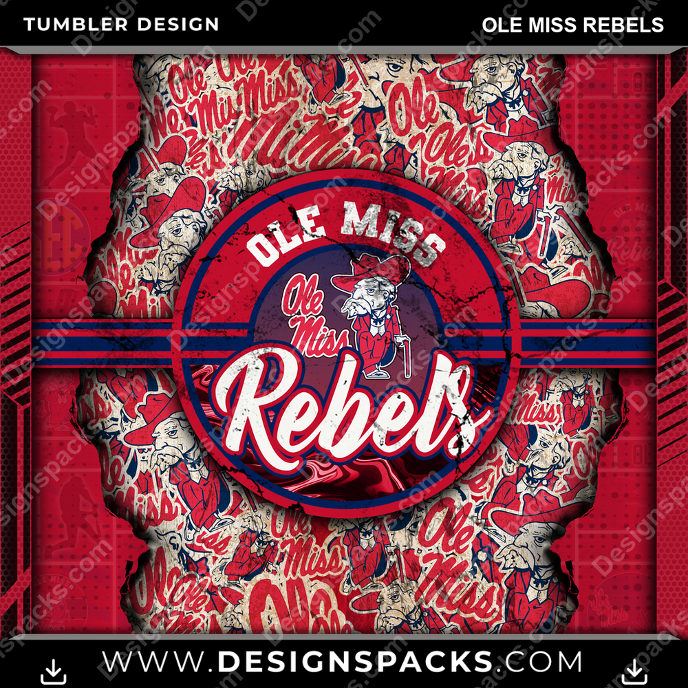 College Sport Ripped Ole Miss Rebels NCAA College Sport Tumbler Digital Wrap Design Download