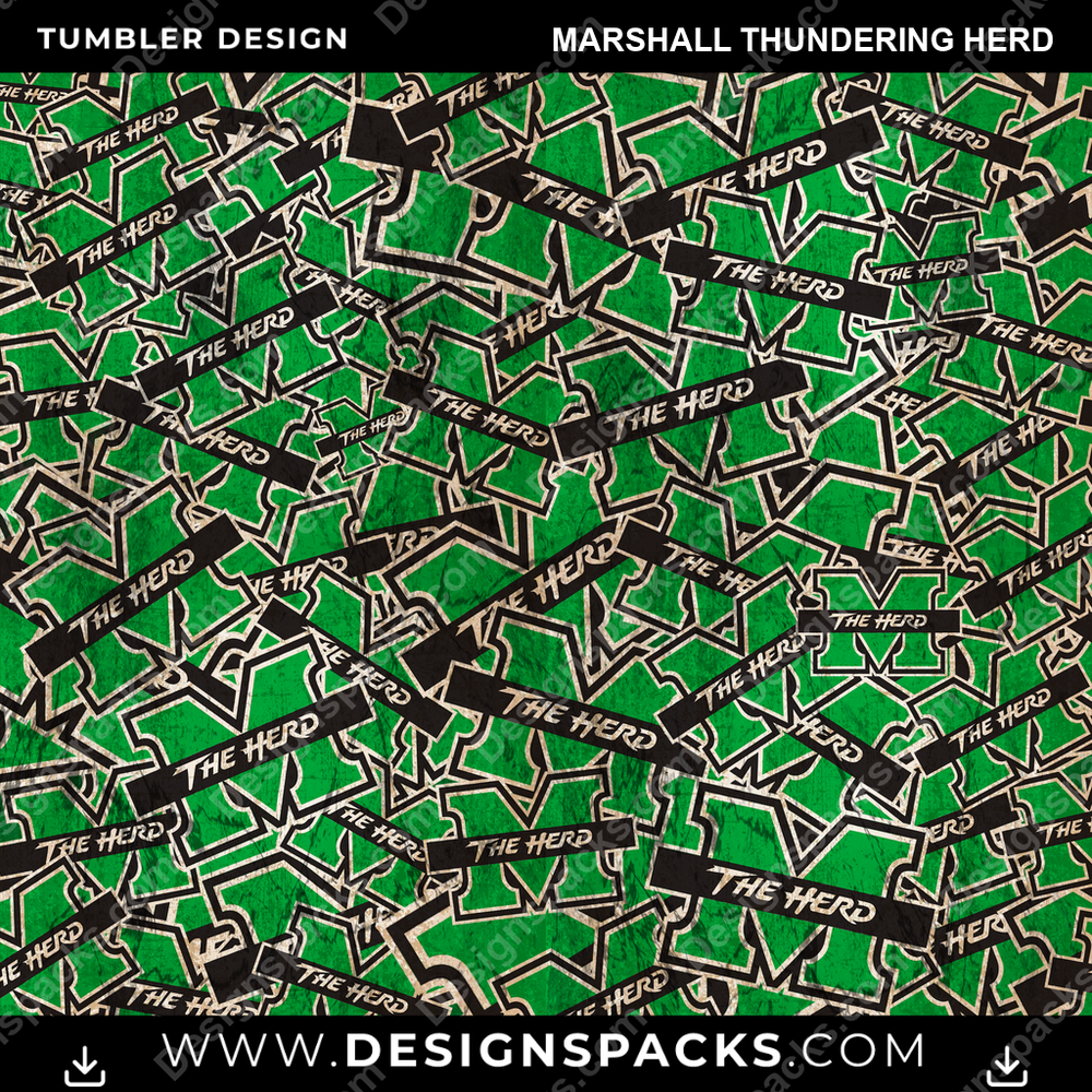 College Sport Logo BG Marshall Thundering Herd NCAA College Sport Tumbler Digital Wrap Design Download