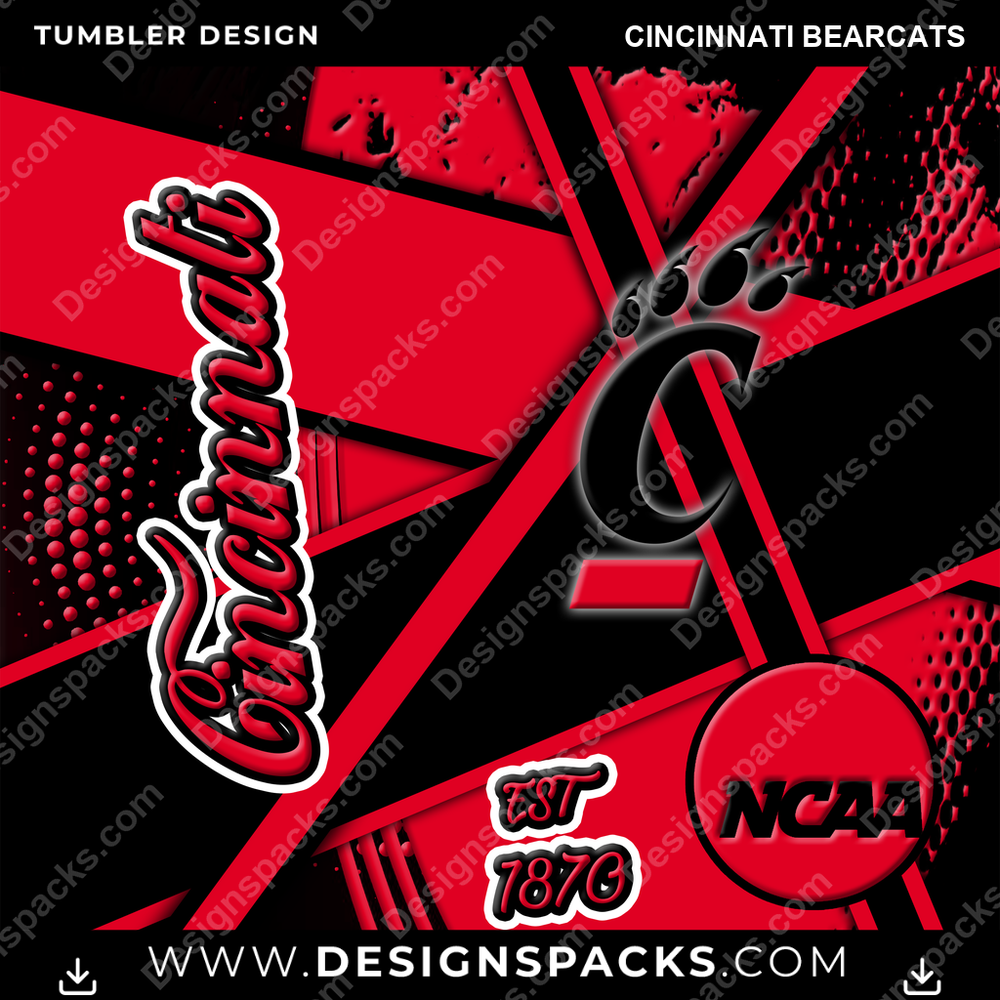 College Sport Team Sport Cincinnati Bearcats NCAA College Sport Tumbler Digital Wrap Design Download