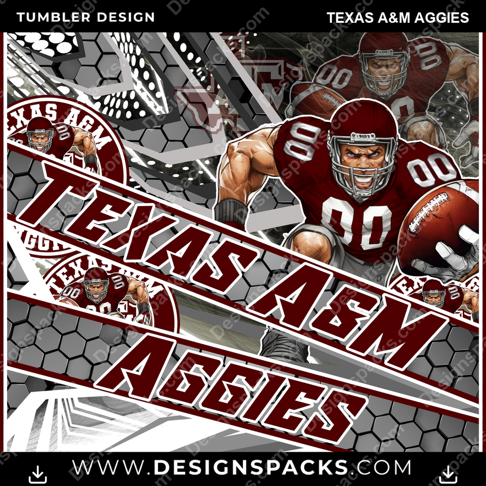 College Sport Fathead Texas A&M Aggies NCAA College Sport Tumbler Digital Wrap Design Download