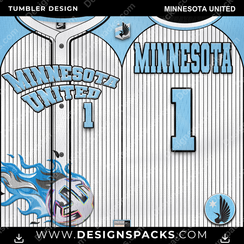 US Soccer Team Button-Up Jersey Minnesota United Tumbler Digital Wrap Design Download