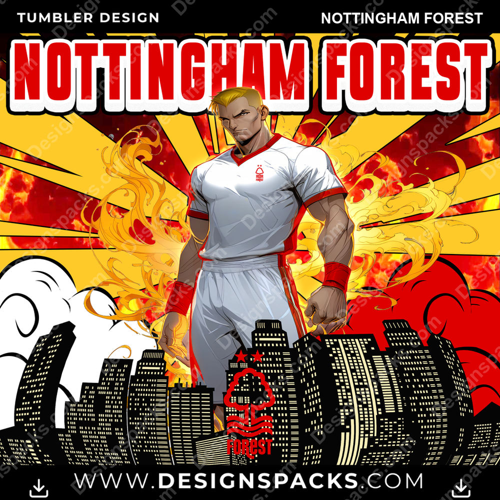 Soccer UK Comic Cover Nottingham Forest Tumbler Digital Wrap Design