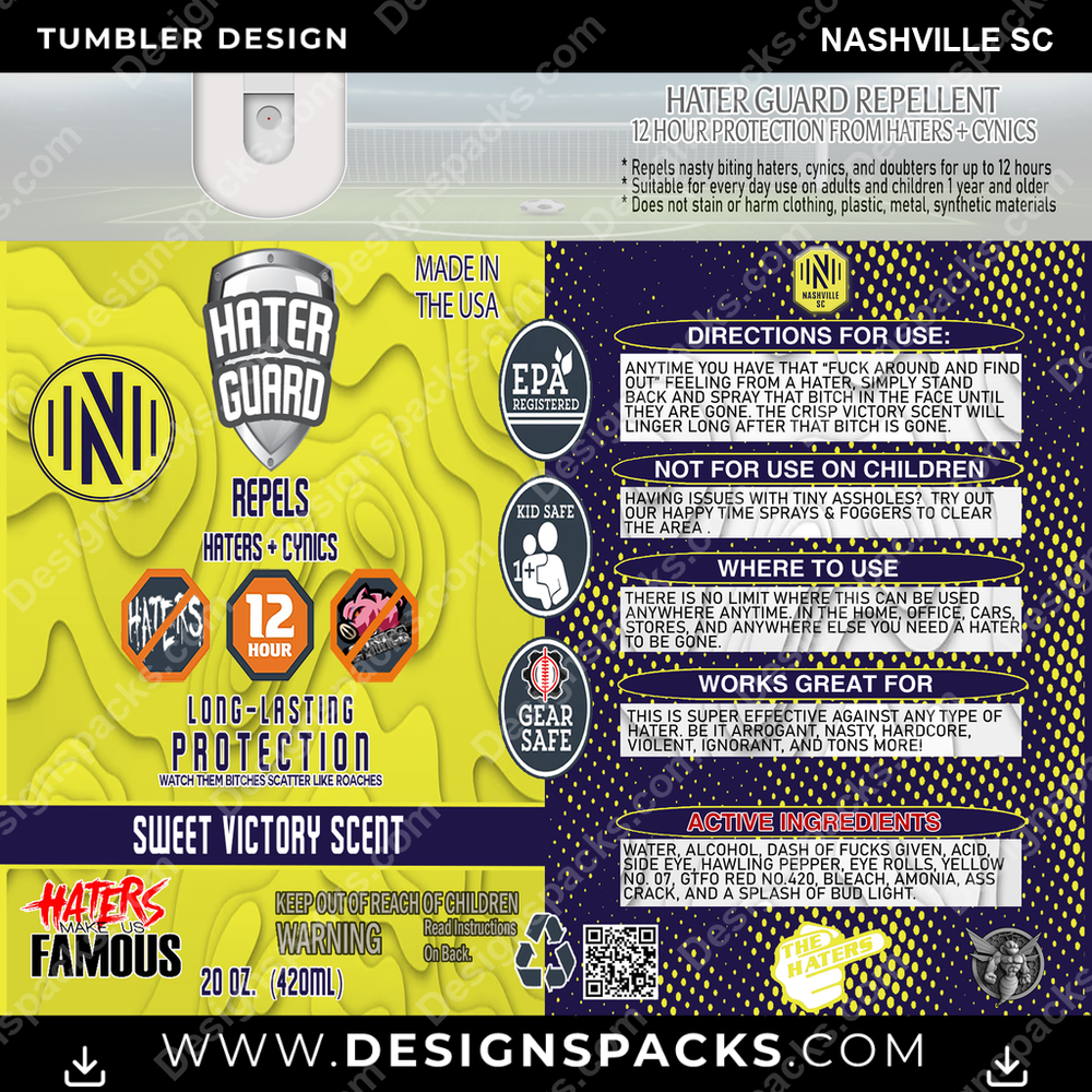 US Soccer Hater Guard Nashville SC Tumbler Digital Wrap Design