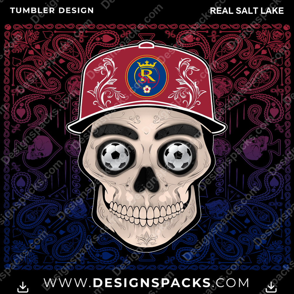 US Soccer Skull Handkerchief Real Salt Lake Tumbler Digital Wrap Design