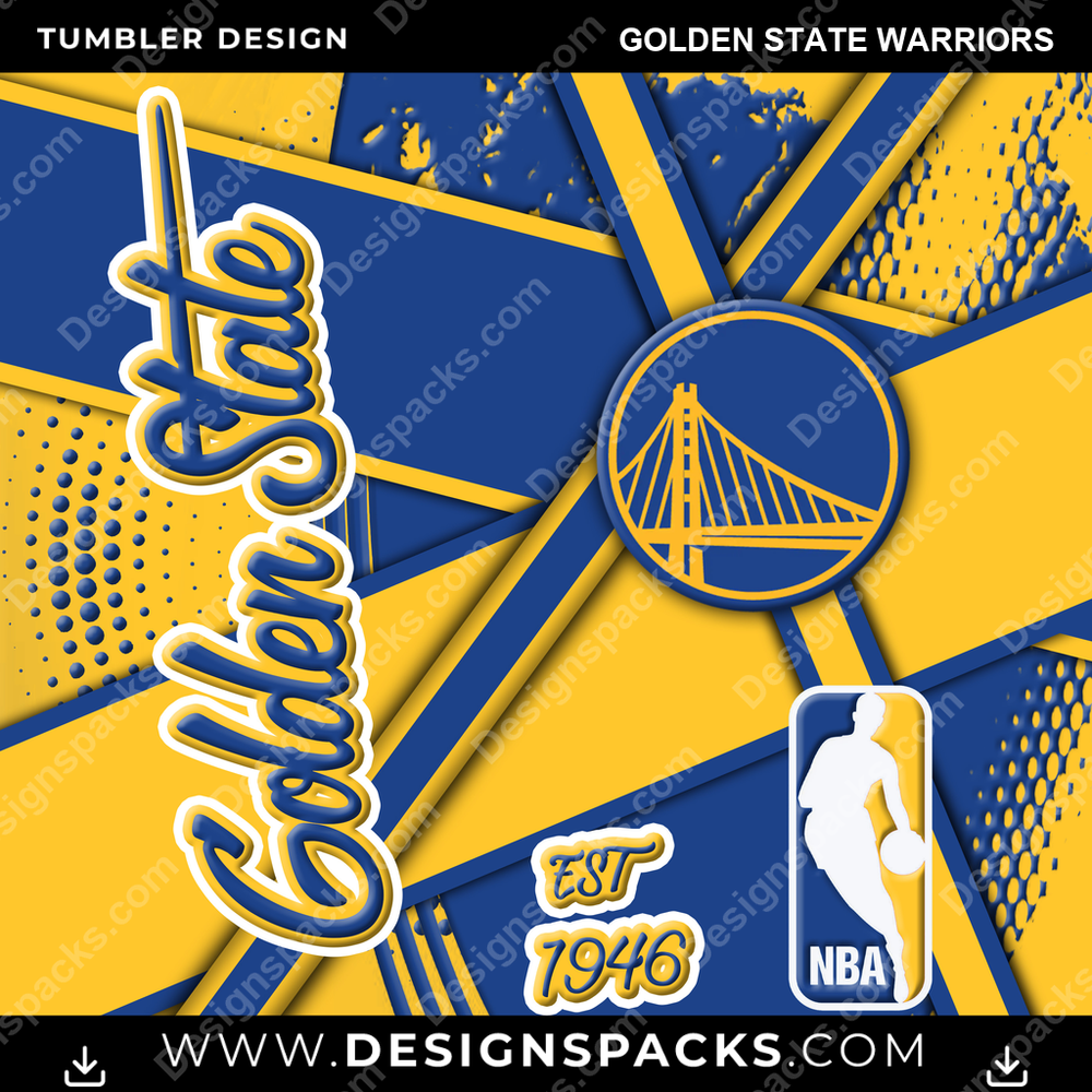 Basketball Team Sport Golden State Warriors NBA Basketball Tumbler Digital Wrap Design Download
