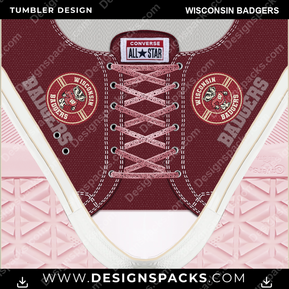 College Sport Converse Wisconsin Badgers NCAA College Sport Tumbler Digital Wrap Design Download