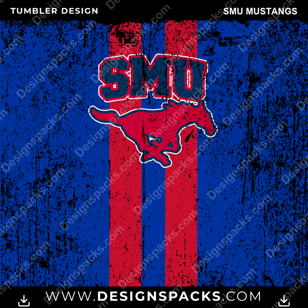 College Sport Grunge Style SMU Mustangs NCAA College Sport Tumbler Digital Wrap Design Download