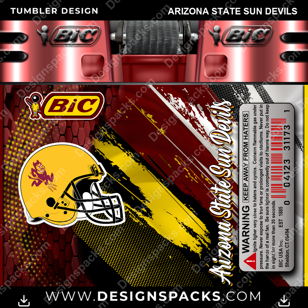 College Sport BIC Lighter Arizona State Sun Devils Tumbler Digital Wrap Design