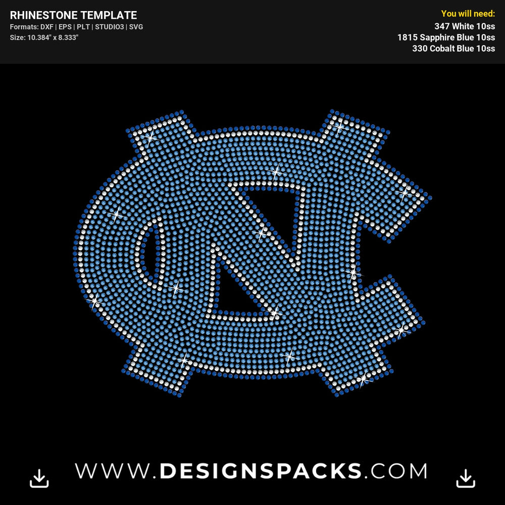 Unc University North Carolina Logo Rhinestone Digital Template