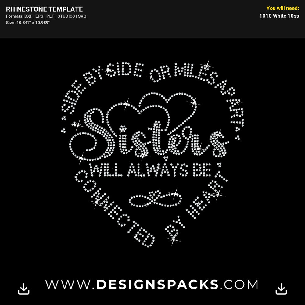Sisters Connected Rhinestone Digital Template