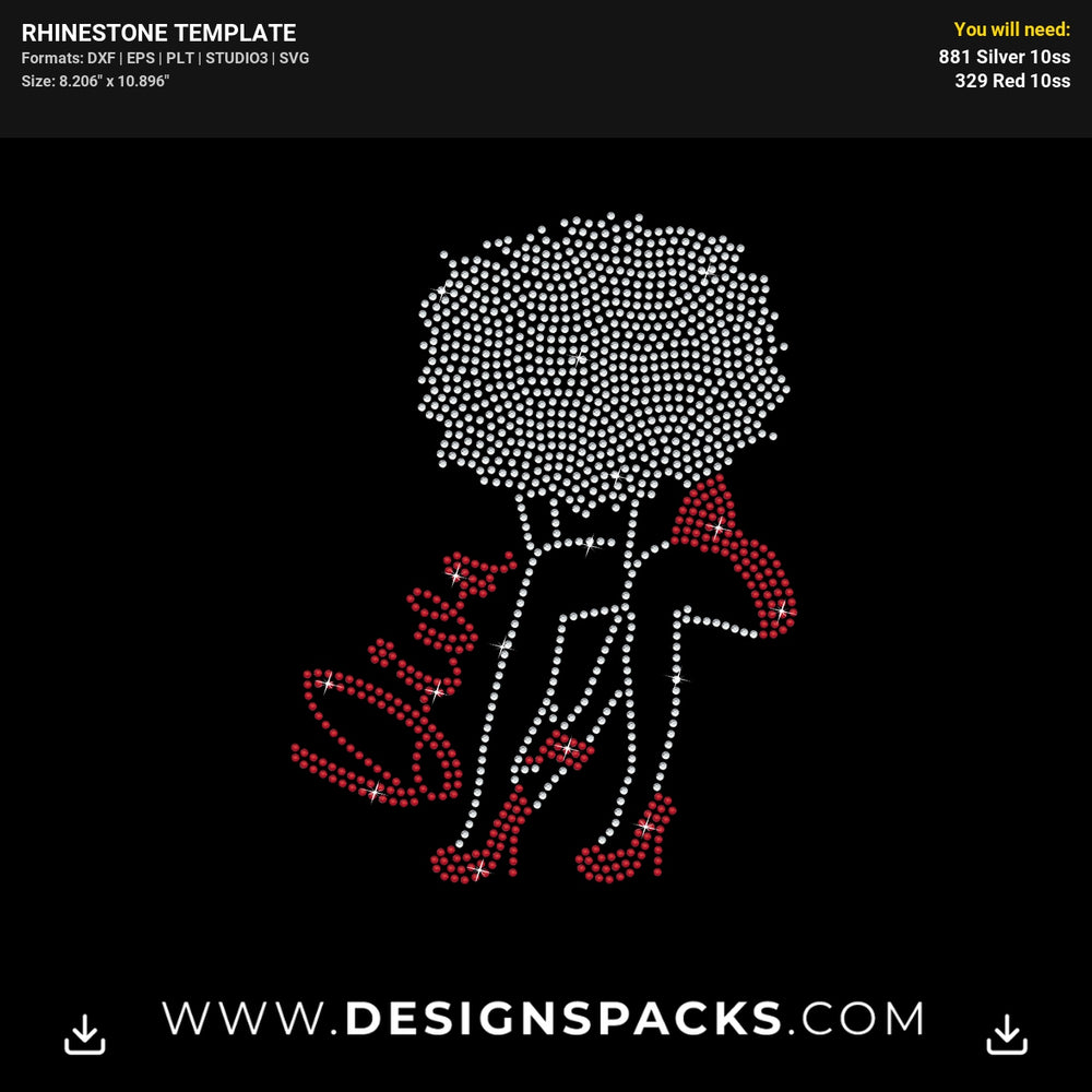 Black Woman Diva Updated Rhinestone Digital Template