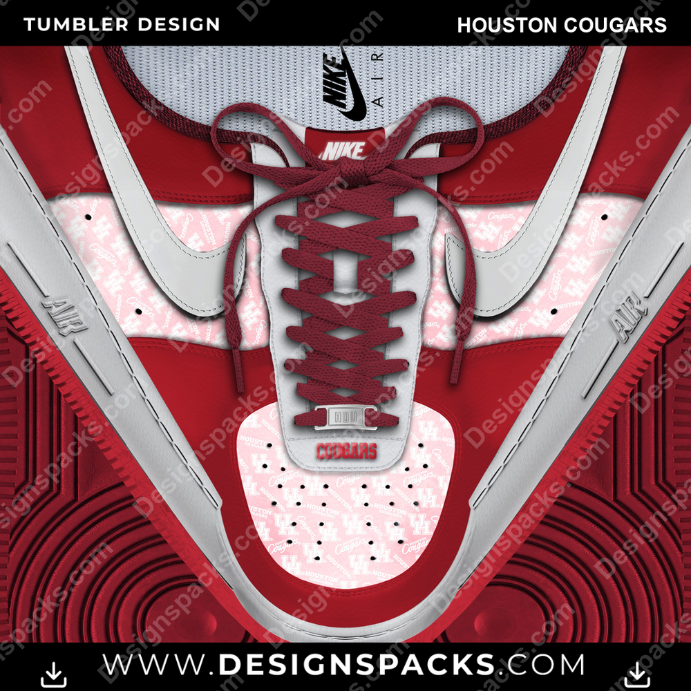 College Sport Nike AF1 Laces Houston Cougars NCAA College Sport Tumbler Digital Wrap Design Download