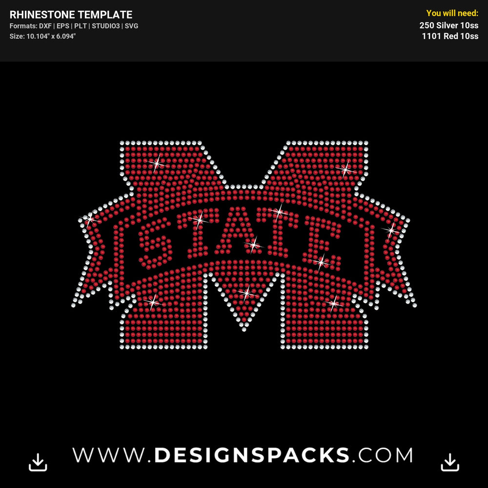 Mississippi State Logo Rhinestone Digital Template