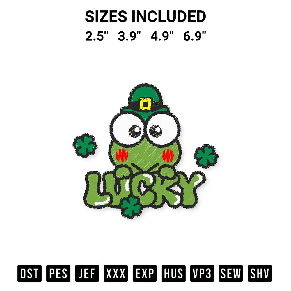 Elevate your next project with our Lucky Keroppi St Patricks Day Embroidery Design embroidery file. Shop high-quality digital patterns instantly at Designspacks.com. Available sizes: 2.5", 3.9", 4.9", 6.9".