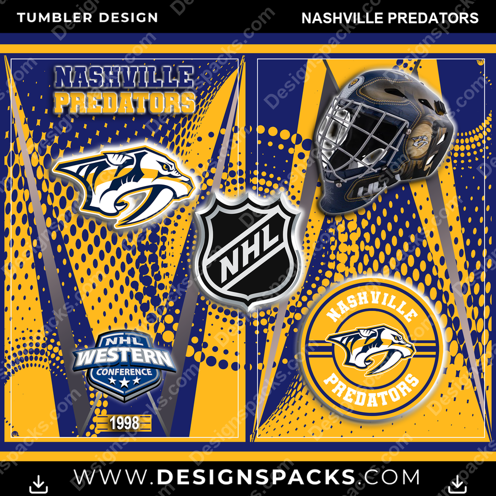 Ice Hockey Team Logo Nashville Predators NHL Hockey Tumbler Digital Wrap Design Download
