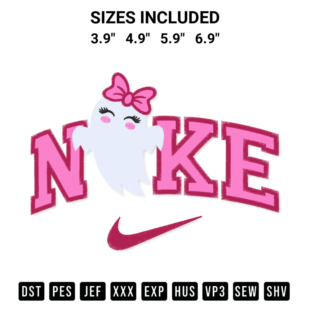 Looking for the perfect pattern? Download the Nike Cute Girl Ghost Halloween Embroidery Design embroidery design today at Designspacks.com. Crisp, clean stitching guaranteed. Available sizes: 3.9", 4.9", 5.9", 6.9".