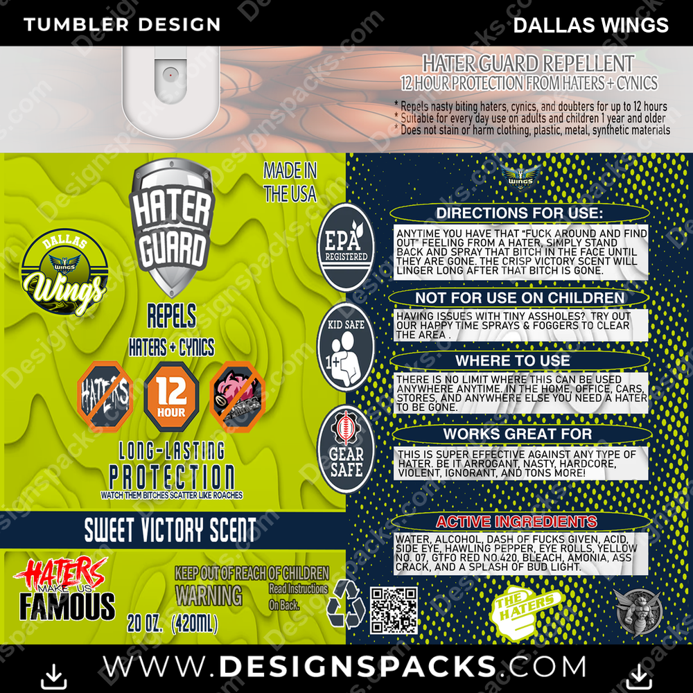 Basketball Hater Guard Dallas Wings Tumbler Digital Wrap Design
