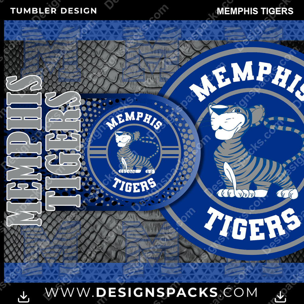 College Sport Hyper Memphis Tigers Tumbler Digital Wrap Design