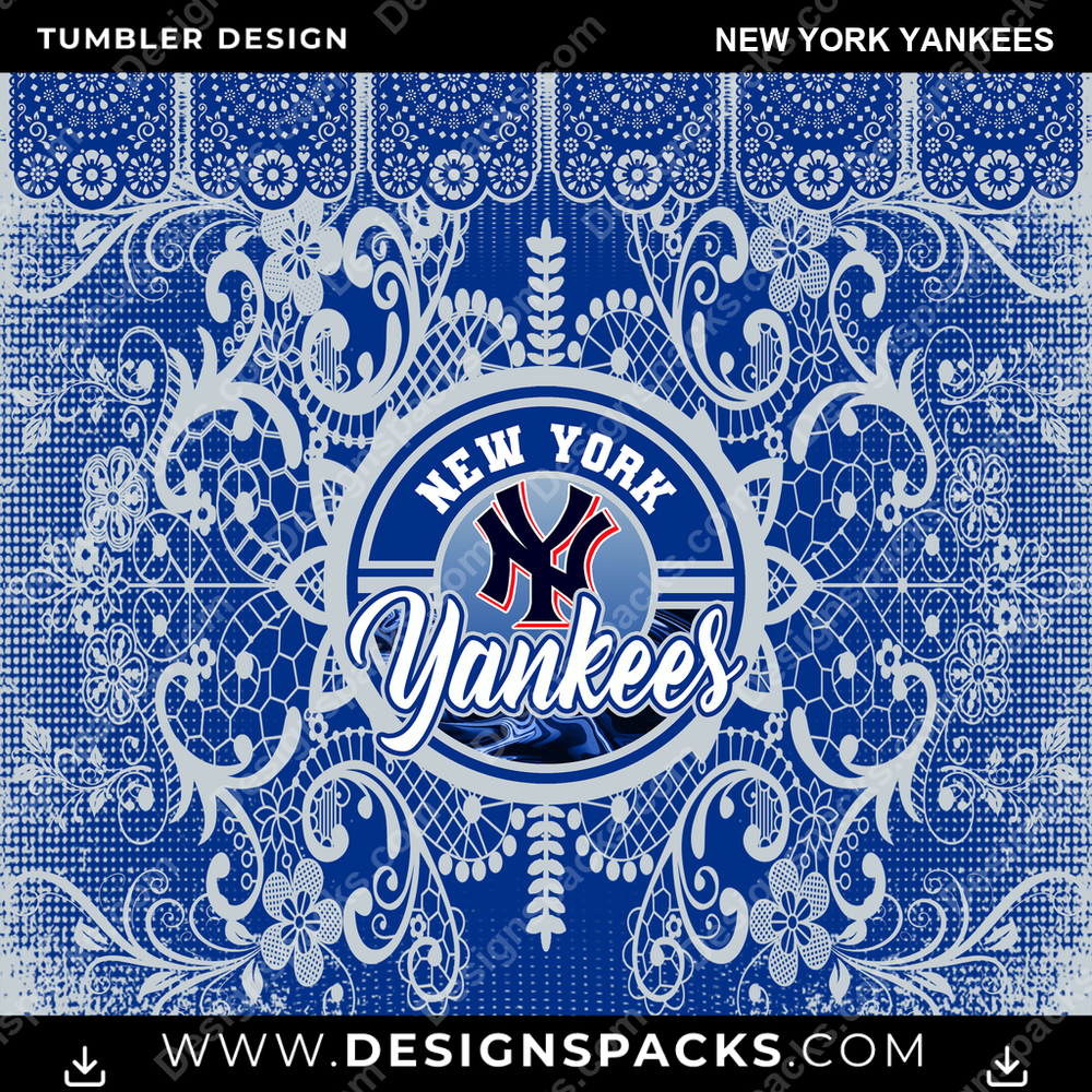 Baseball Lace & Logo New York Yankees Tumbler Digital Wrap Design