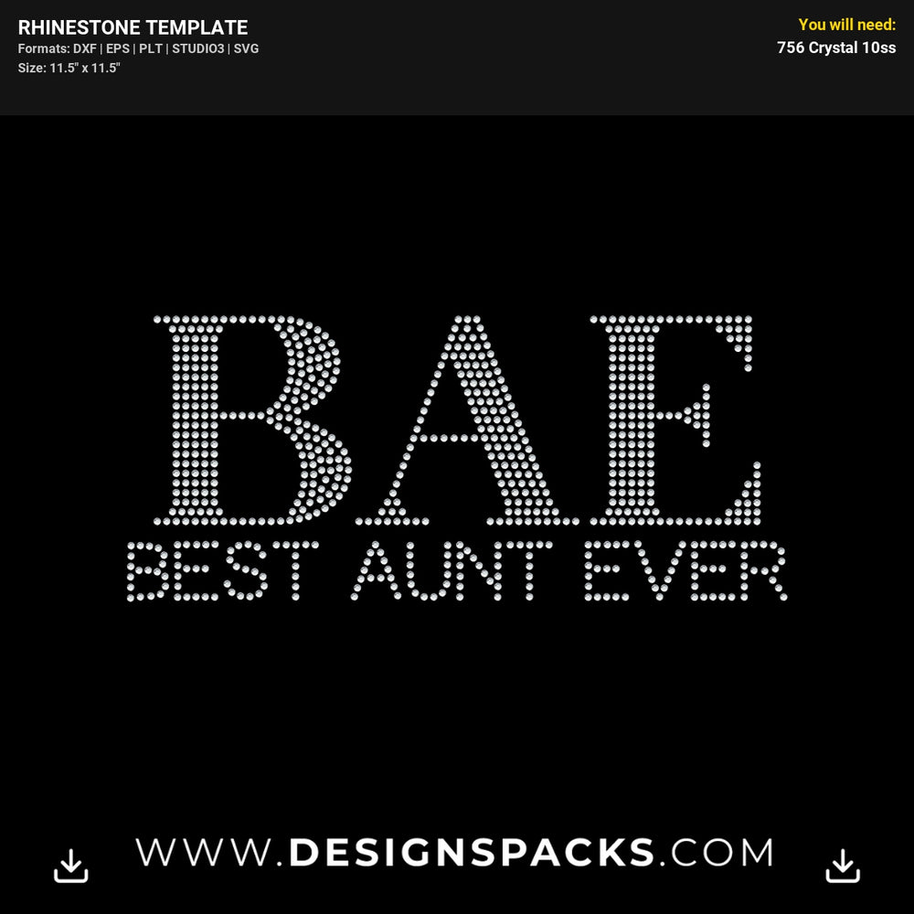 Bae Best Aunt Ever Rhinestone Digital Template
