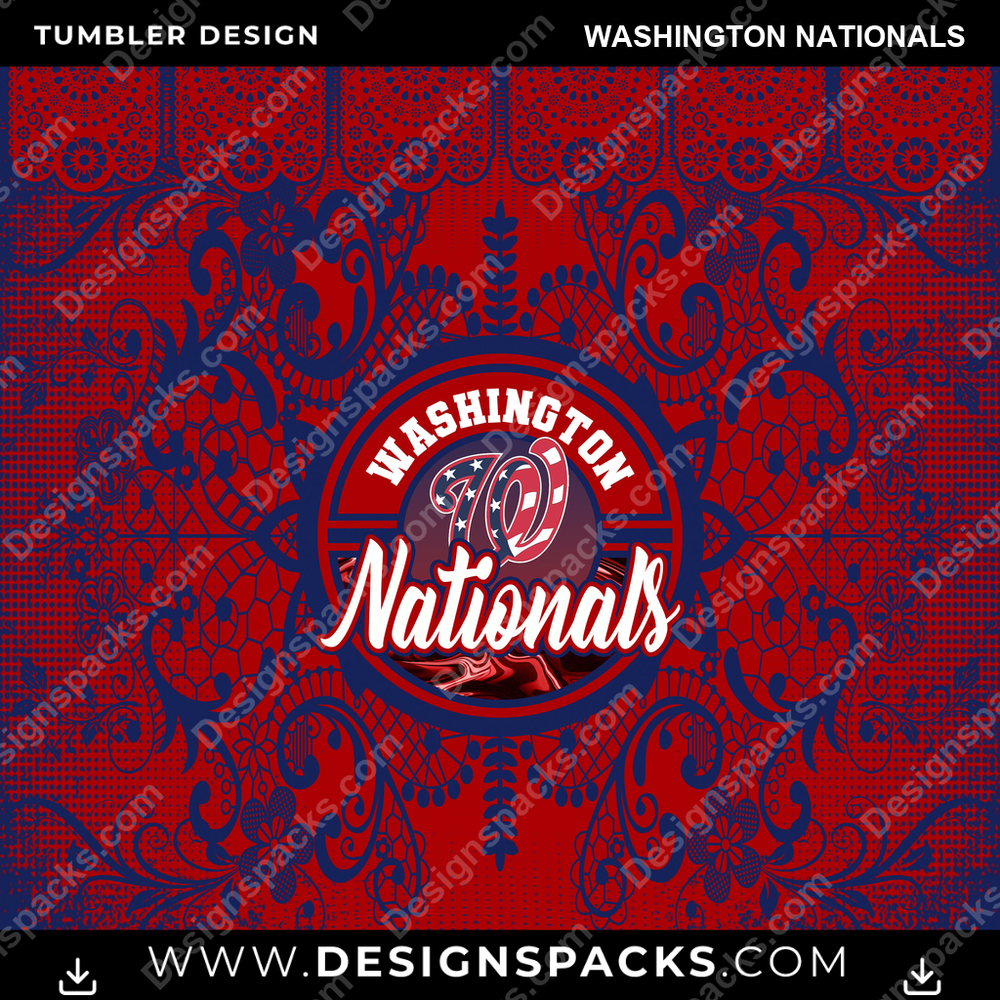 Baseball Lace & Logo Washington Nationals Tumbler Digital Wrap Design