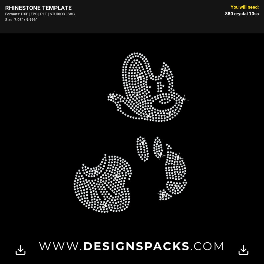Mickey Silhouette1 Updated Rhinestone Digital Template